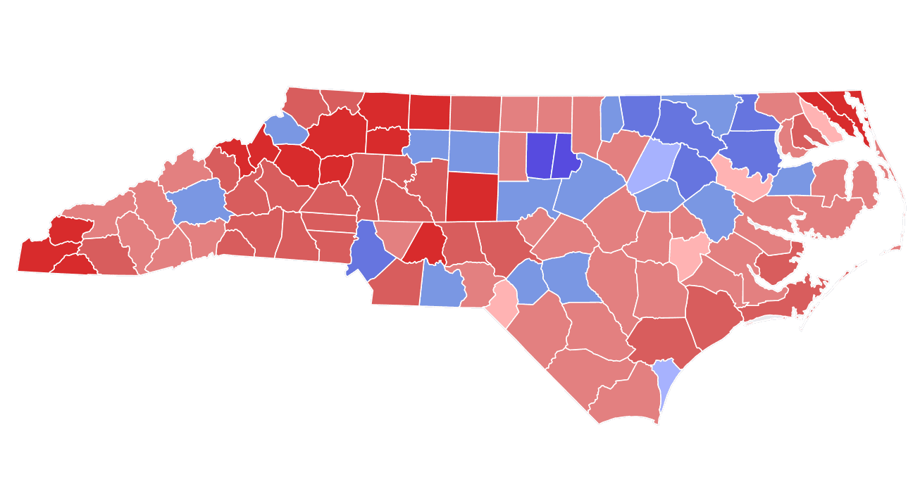 2020 United States Senate election map in North Carolina by county,
