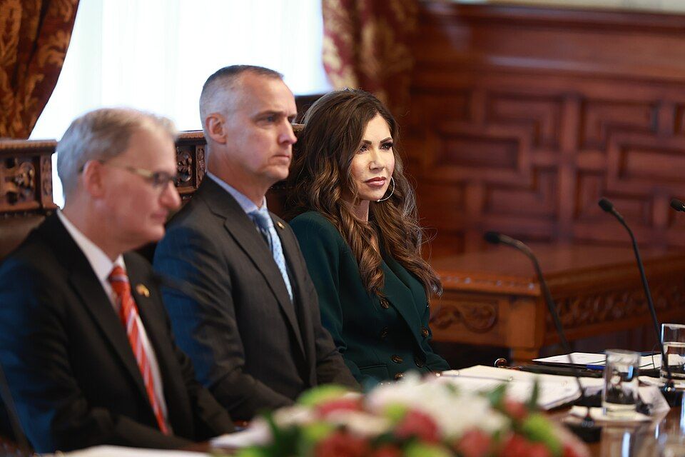 Corey Lewandowski with Kristi Noem in Quito, Ecudor on 31 July 2025