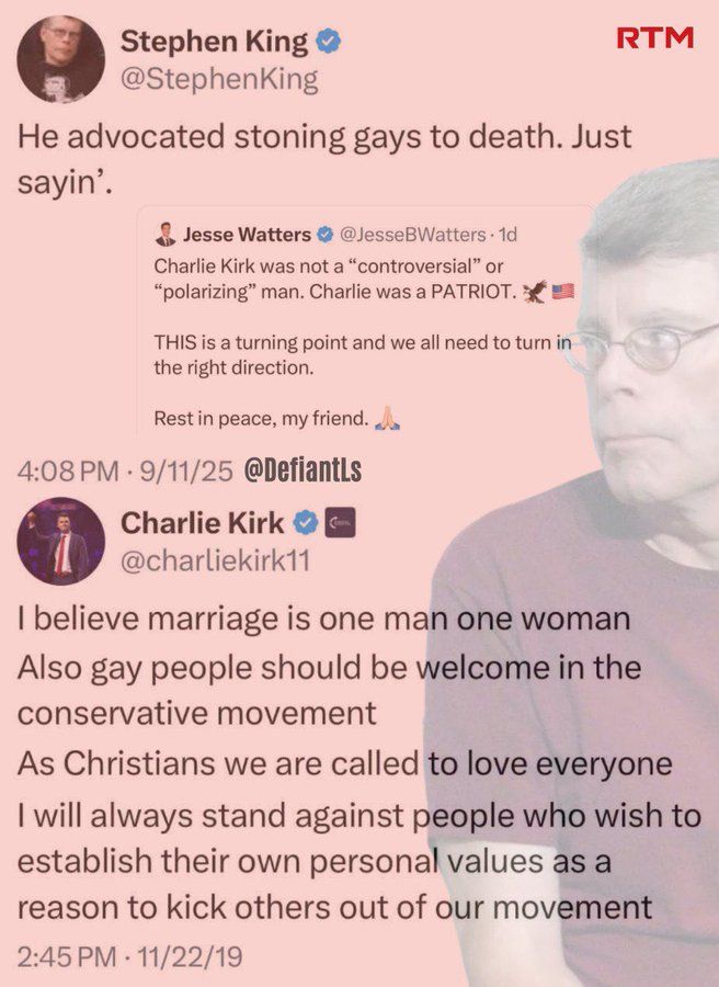 Stephen King's false accusation of Charlie Kirk saying gays should be stoned