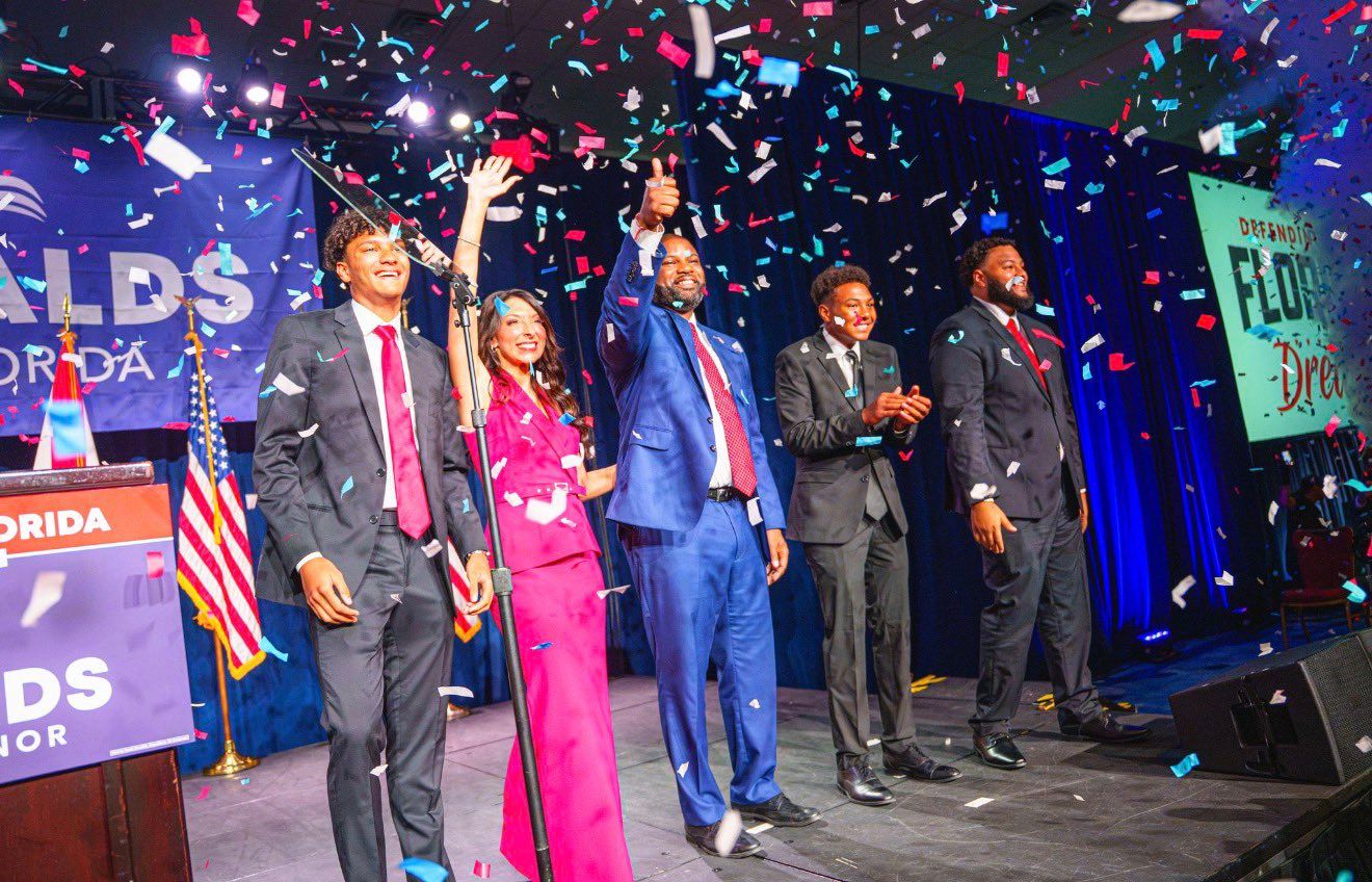 Byron Donalds and family celebrate his primary win. Image: @ByronDonalds X page.