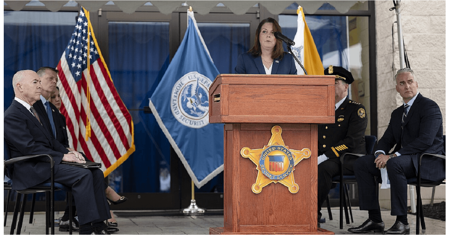 Kimberly Cheatle, speaks during the Secret Service Wall of Honor Ceremony at the James J. Rowley Training Center in Laurel, Maryland.