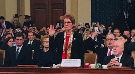 Ambassador Marie Yovanovitch taking the oath before testifying in the impeachment inquiry against President Trump.