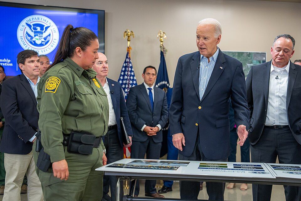 President Joe Biden receives an operational briefing from U.S. Border Patrol, U.S. Citizenship and Immigration Services and Immigration Customs Enforcement at the Brownsville Border Patrol Station on February 29, 2024. -- Image: The White House