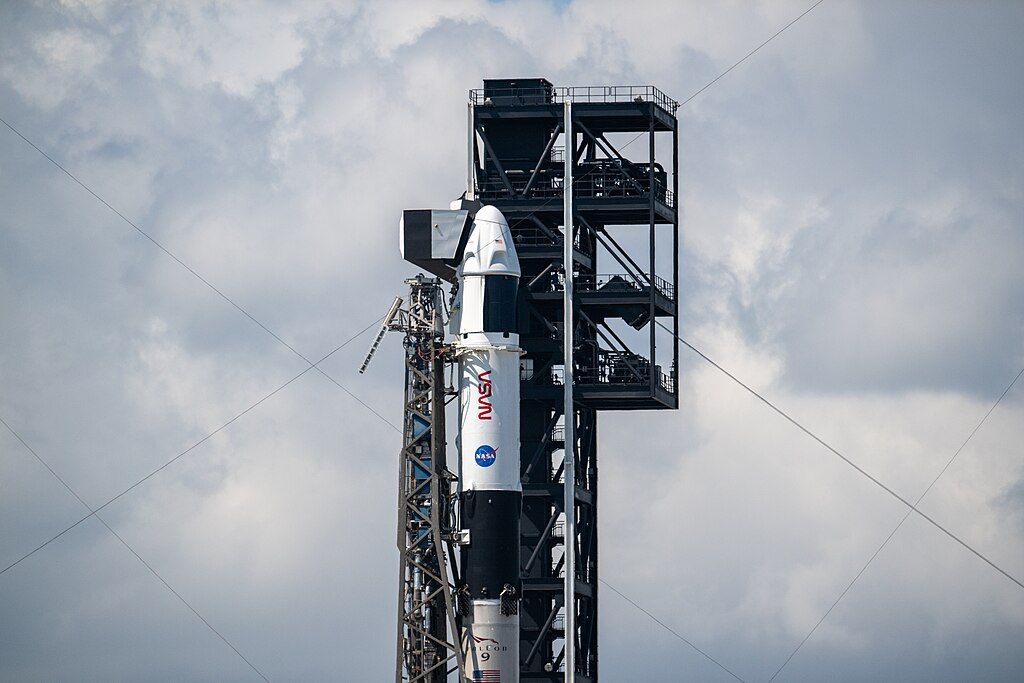The SpaceX Crew Dragon Freedom spacecraft sits atop a Falcon 9 rocket at Space Launch Complex 40, 24 September 2024