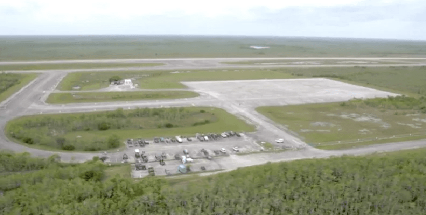 Ariel view of "Alligator Alcatraz" under construction