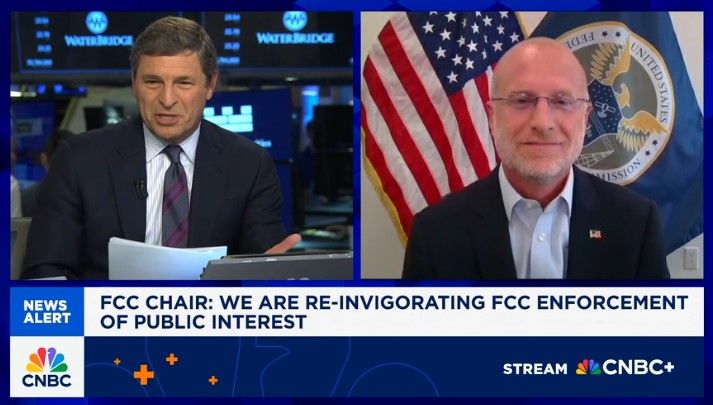 Screenshot of Brendan Carr's interview on CNBC