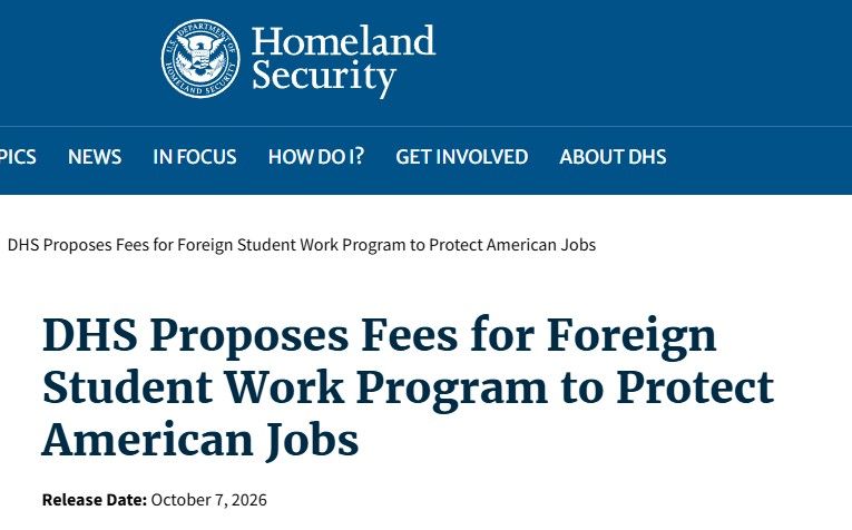 DHS Proposes a $70,000 Fee Before Foreign Students Can Work in the U.S.