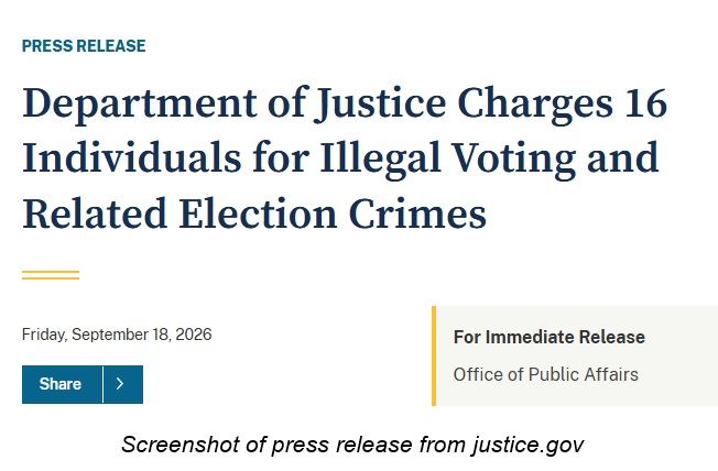 Screenshot of press release from justice.gov