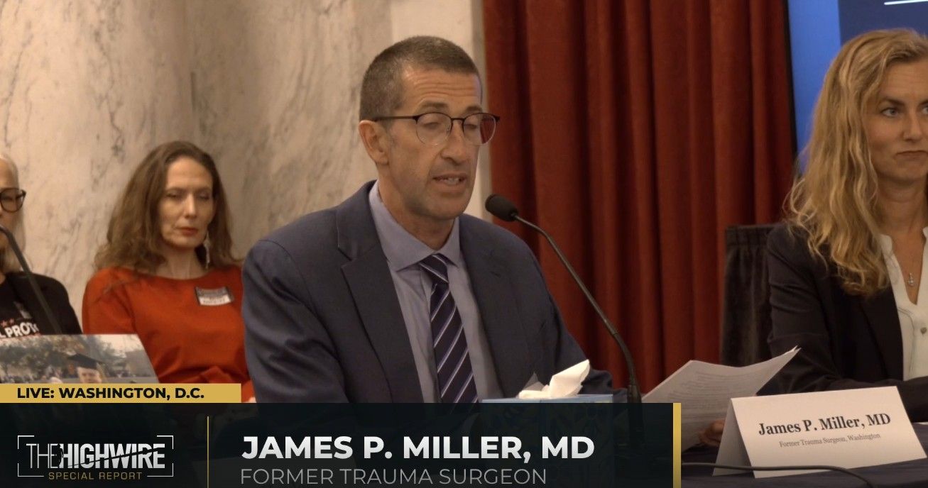 Dr. James P. Miller testifying at Sen. Ron Johnson’s (R-Wis.) event, “COVID-19 Hospital Protocols: Real Stories from Real People.” -- Image: Screenshot from Sen. Ron Johnson's Rumble livestream