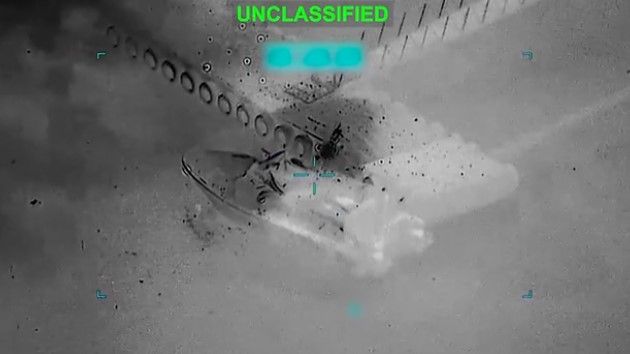 Screenshot from CENTCOM released video of Iranian minelayers and small boats being destroyed
