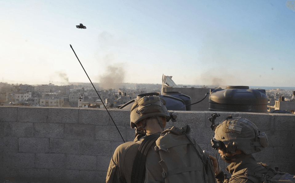 Israeli Defense Force members are seen operating a drone in this undated photo.