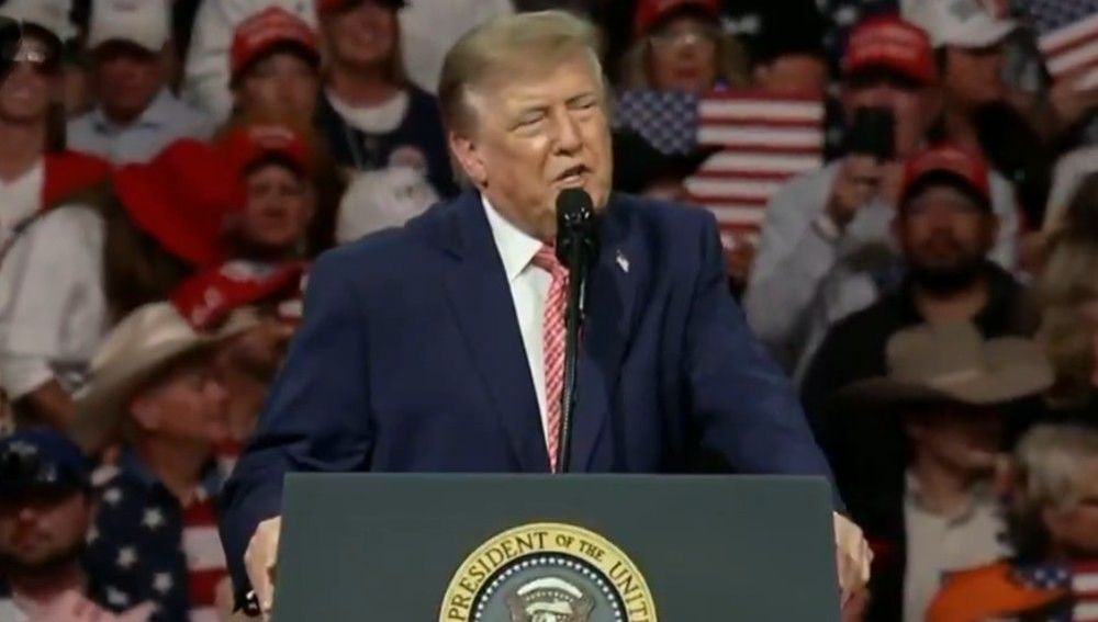 President Trump speaks at the Wichita rally.