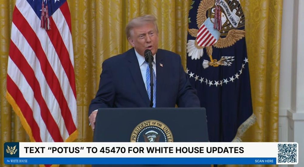 Screenshot of Trump's address from the White House YouTube channel.
