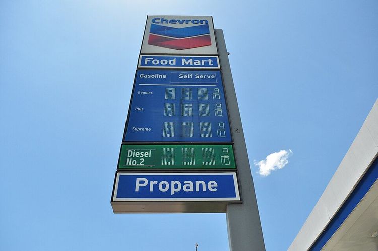 A gas station in Los Angeles shows a price of $8.99 for diesel.