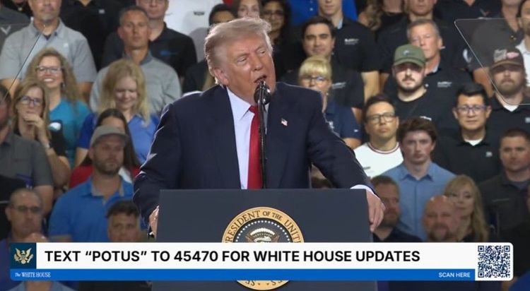 Screenshot of the Michigan rally from the White House YouTube channel.