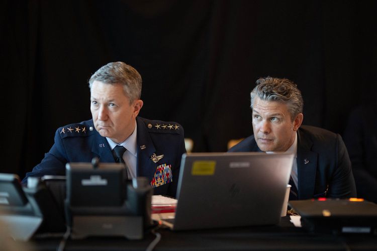 SecDef Pete Hegseth and General 'Raizin' Caine monitor operations in the ongoing conflict.
