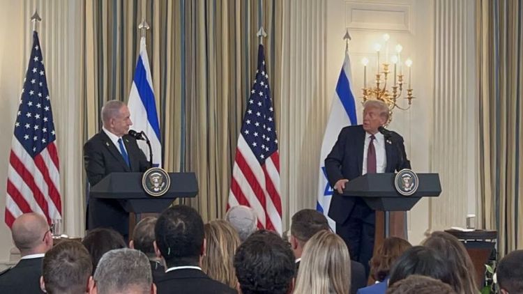 President Donald Trump and Israeli Prime Minister Benjamin Netanyahu host a joint press conference at the White House, Sept 29, 2025. Photo: Sarah Roderick-Fitch/The Center Square