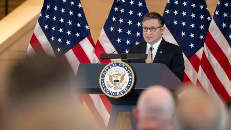 Speaker of the House Mike Johnson during a Congressional Gold Medal ceremony, June 26, 2025.
