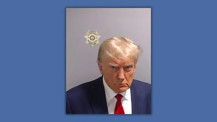 President Donald Trump's booking photo at the Fulton County Jail in Atlanta, Ga., Aug. 24, 2023. Courtesy of Fulton County Sheriff's Office / Public Record Request