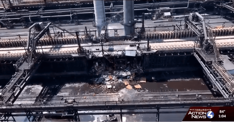 Clairton Coke Works showing explosion damage