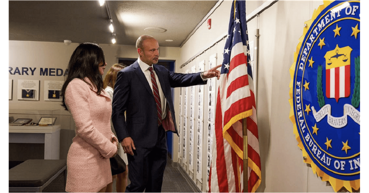 Following his swearing-in ceremony as FBI Deputy Director, Dan Bongino paid his respects at the Wall of Honor
