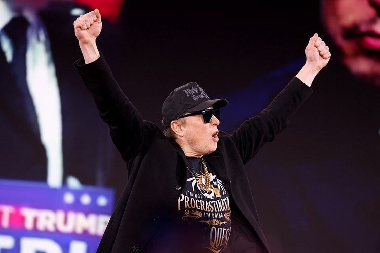 Elon Musk speaking at the 2025 Conservative Political Action Conference (CPAC) at the Gaylord National Resort & Convention Center in National Harbor, Maryland.