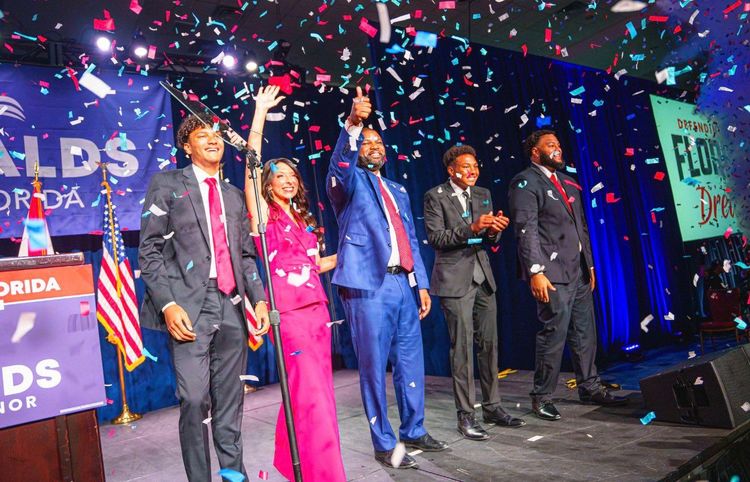 Byron Donalds and family celebrate his primary win. Image: @ByronDonalds X page.