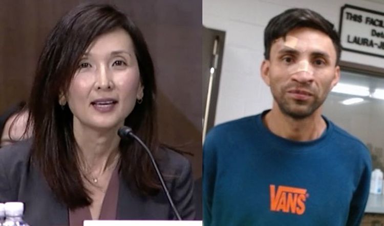 Judge Jinsook Ohta and accused MS-13 member David Antonio Aviles Perez
