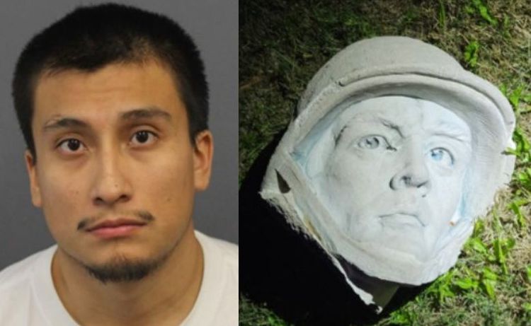 Miguel Alonso Maldonado Soruano was charged with felony destruction of property, trespass with intent to damage property, and felony injury to a monument.