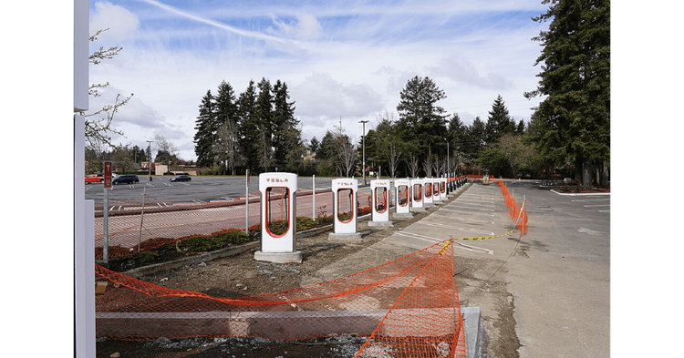 Tesla charging stations under construction