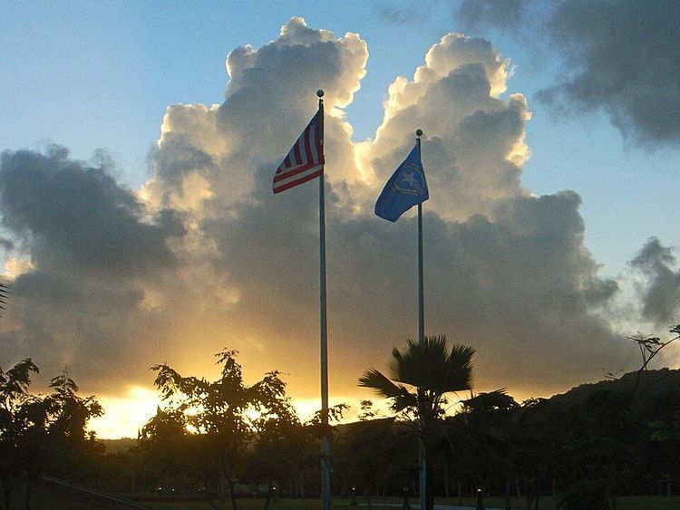 The US and Northern Marianas flags at American Memorial Park, Saipan