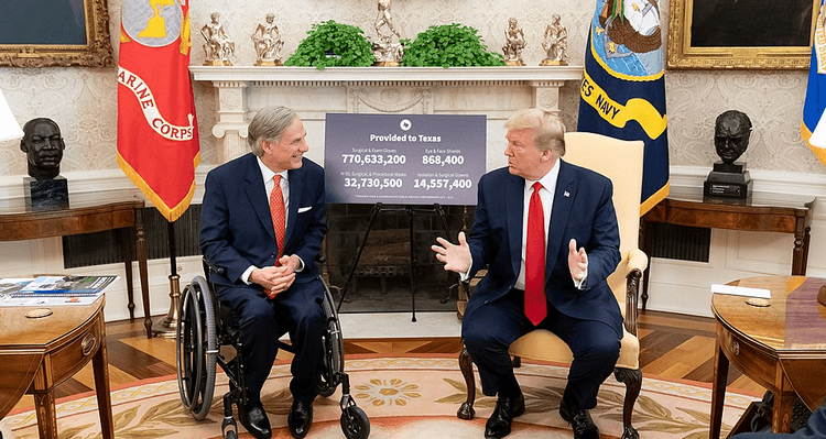 Governor Abbott meeting with President Trump, May 7, 2020, in the Oval Office of the White House
