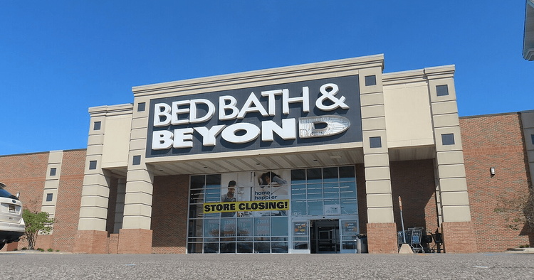 Exterior of a closing Bed Bath & Beyond store