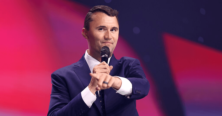 Charlie Kirk speaking with attendees at the 2025 Student Action Summit at the Tampa Convention Center in Tampa, Florida.
