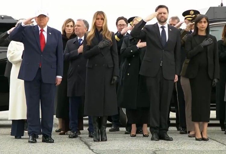 President Trump, Melania, JD Vance and Usha observing the dignified transfer