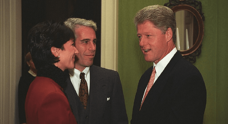 Ghislaine Maxwell with Jeffery Epstein and President Bill Clinton