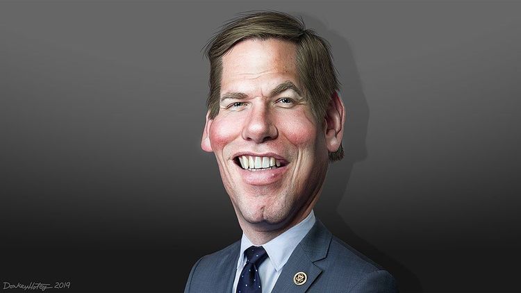 Caricature of Eric Swalwell