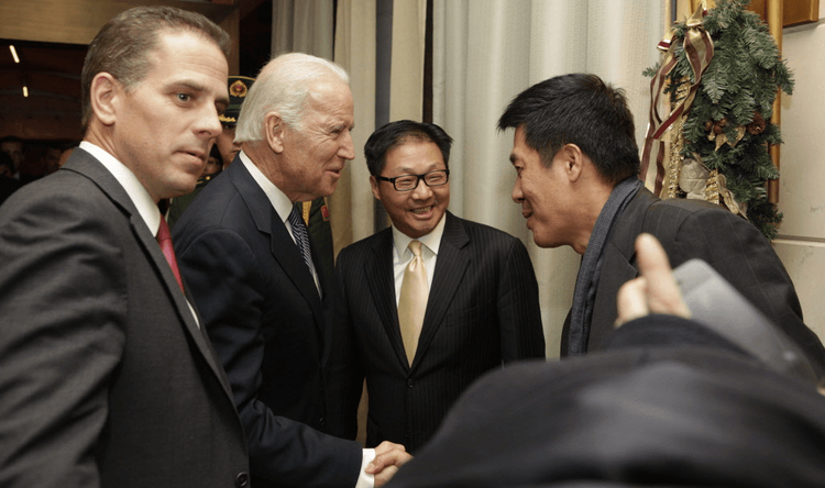 Hunter Biden introduces vice president Joe Biden to business partner Ming Xue with Jonathan Li