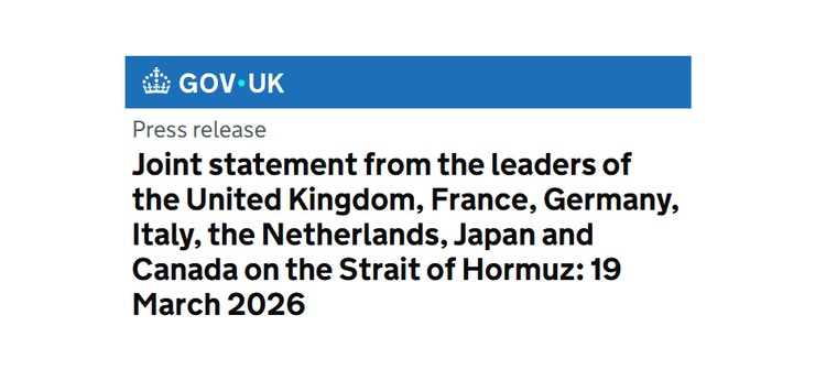 European Allies and Japan Announce Readiness to Help Secure Strait of Hormuz