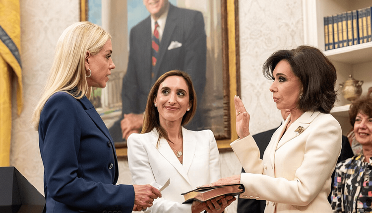 Attorney General Pam Bondi swears in the Interim U.S. Attorney for the District of Columbia Jeanine Pirro,