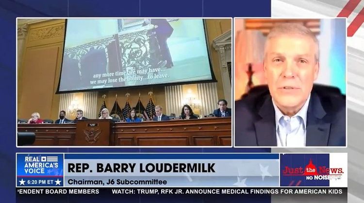 Screenshot of Barry Loudermilk interview from Just the News YouTube