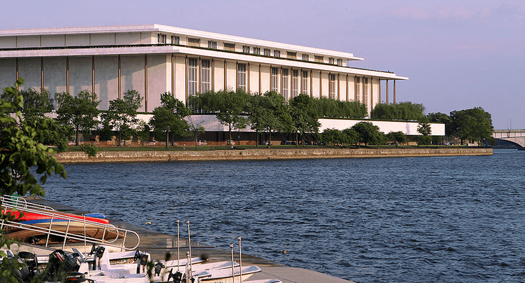 View of the Kennedy Center from across the Potomac river
