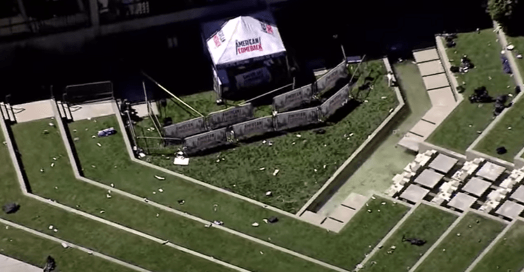 Location where Charlie Kirk was shot, screenshot taken from video from helicopter later that day.