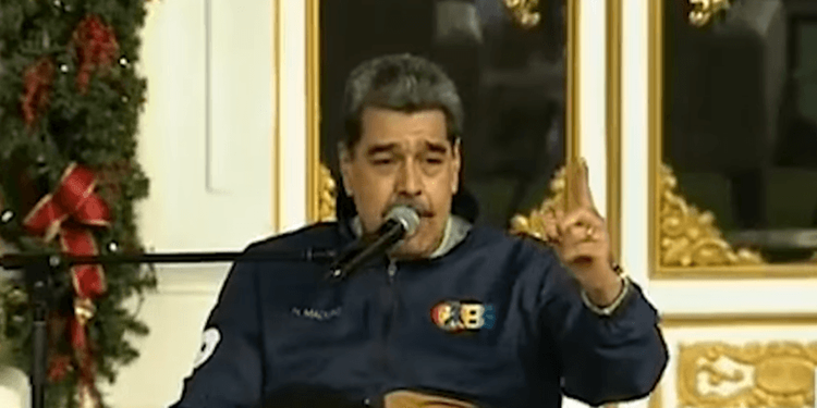 Maduro is seen at a rally in late November.