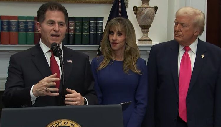 Michael Dell speaks at the Whitehouse event announcing the Trump Accounts.