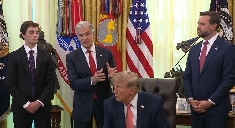 Dr. Mehmet Oz announced the Trump administration is deferring another $1.2 billion in California Medicaid payments during the White House event. -- Screenshot from @WhiteHouse on X