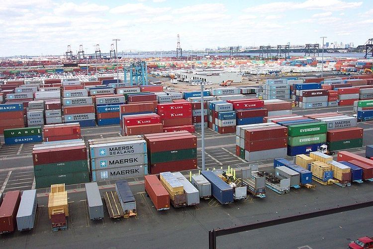 Shipping containers at Port Elizabeth, New Jersey.