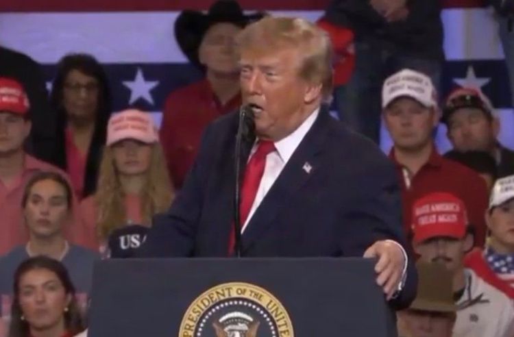 President Trump speaking at the Lubbock, Texas rally.