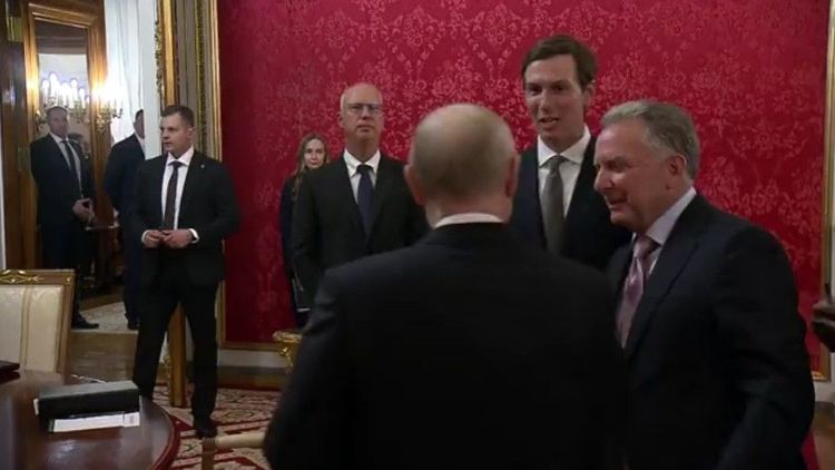 Putin greets Witkoff and Kushner at the start of their September 5, 2026 meeting. -- Image: Screenshot from kremlin.ru