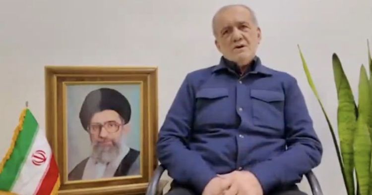 Screenshot of Iranian President Masoud Pezeshian's statement aired on Iranian state TV
